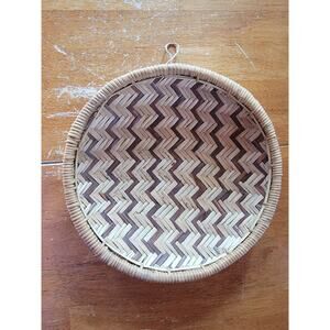Woven African Boho wall Hanging Basket Chevron Style